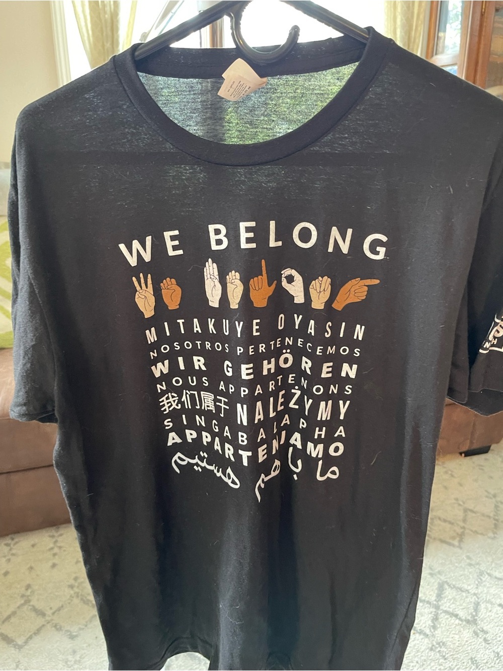 Tultex Black Graphic Tee with Multilingual Message